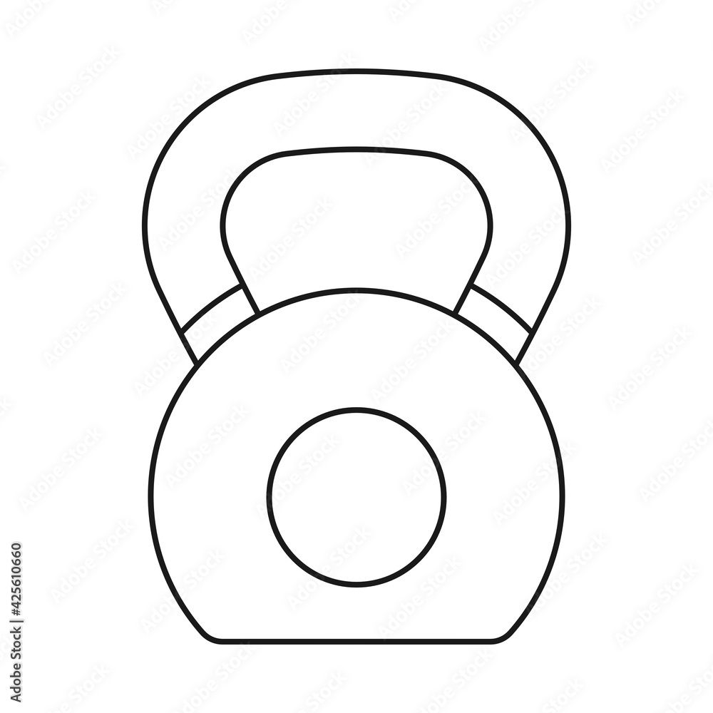 Weights kettlebell as workout equipment in outline vector icon Weights kettlebell as workout equipment in outline vector icon