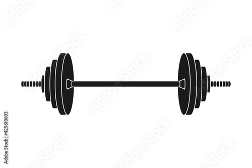 Weight training barbell for strength and fitness in vector icon
