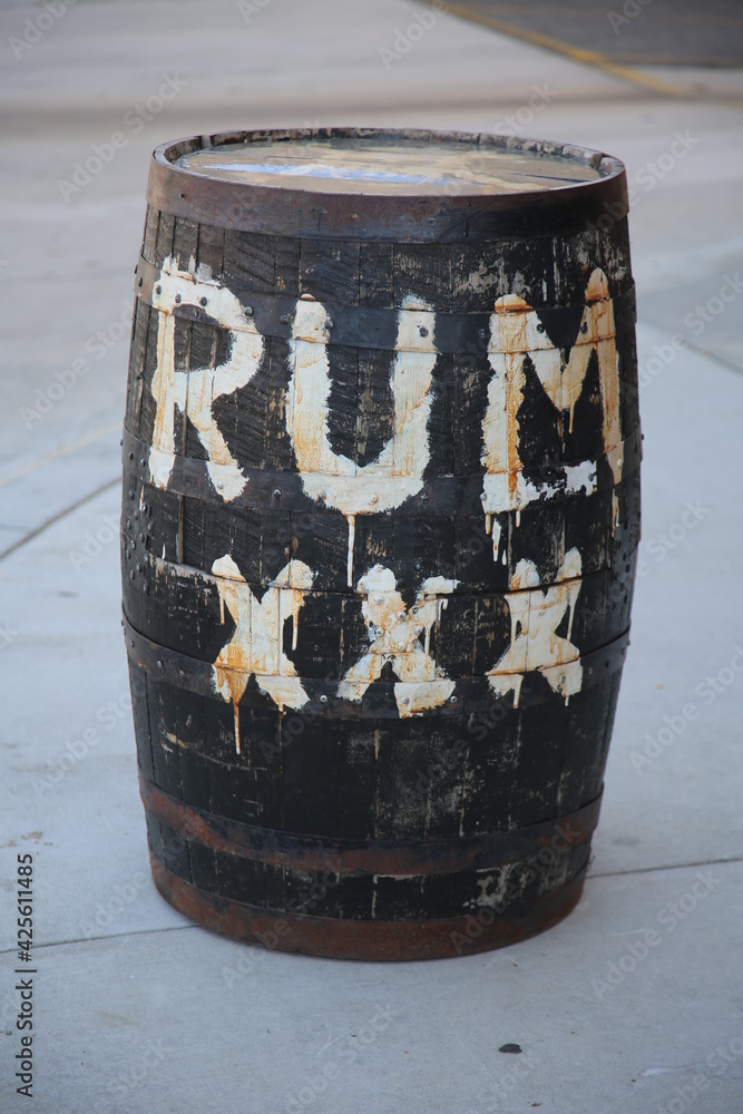 Rum Barrel. Rum. Old Wooden Rum Barrel. Old wooden Rum XXX Barrel. Drinking Rum for enjoyment