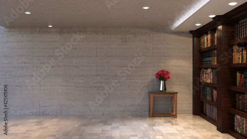 テレビ会議背景用 ZOOM会議背景用 CG 部屋 ラウンジ 本棚 書斎 図書館 video conferencing for using in video conference and as a zoom background.