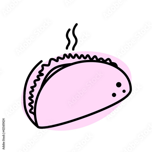 Taco flat icon. Pictogram for web. Line stroke. Isolated on white background. Vector eps10