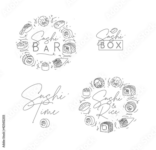 Sushi labels line style