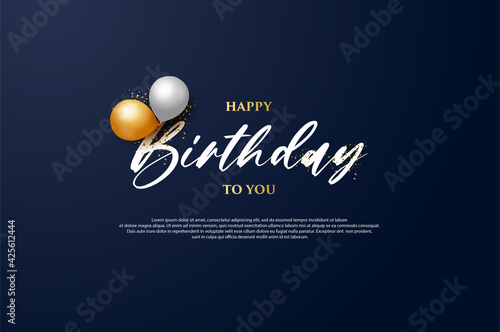 happy birthday background with two balloons above the writing