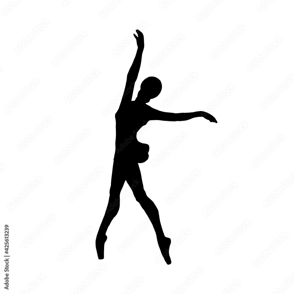 Black ballerina silhouette, dancer ballet a vector isolated illustration.