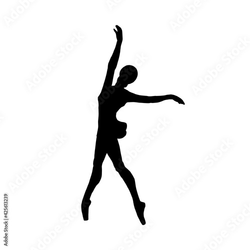 Black ballerina silhouette, dancer ballet a vector isolated illustration.