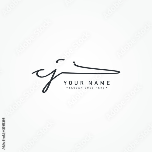 Initial Letter CJ Logo - Handwritten Signature Style Logo photo