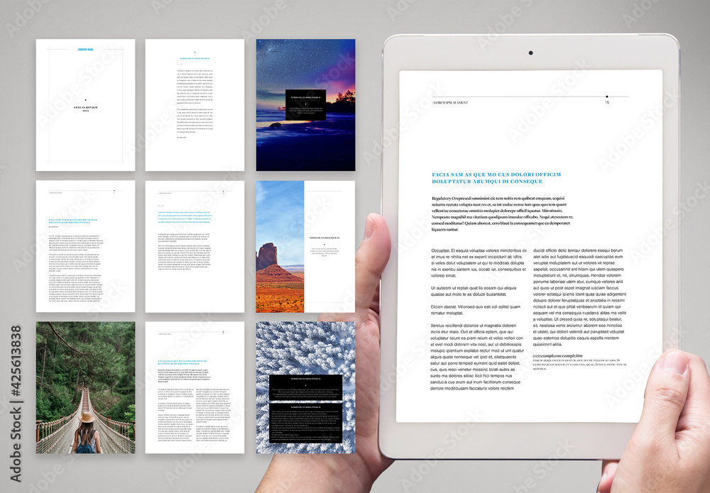 Clean and Modern Digital Annual Review Layout Stock Template | Adobe Stock