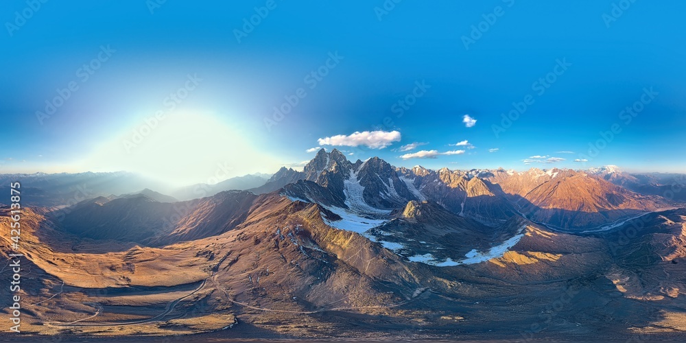 360VR panorama Panoramic view on Svaneti mountains landscape
