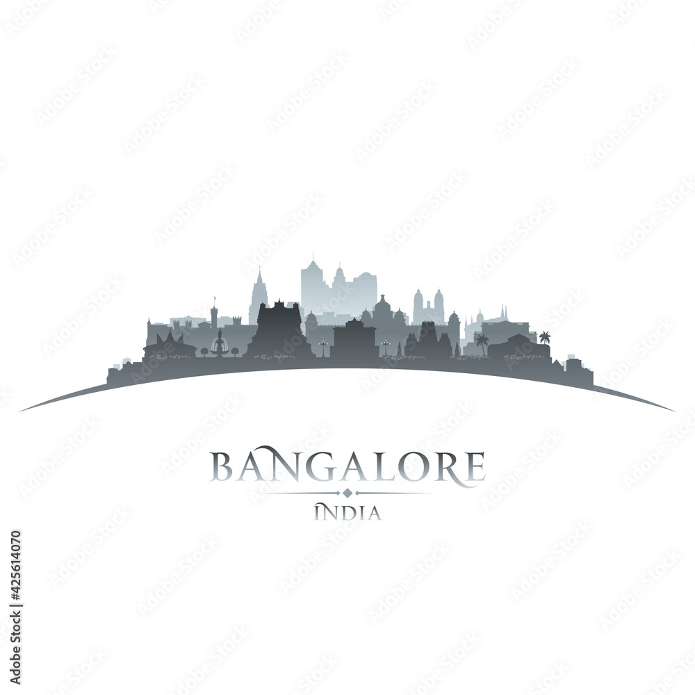 Bangalore India city silhouette white background