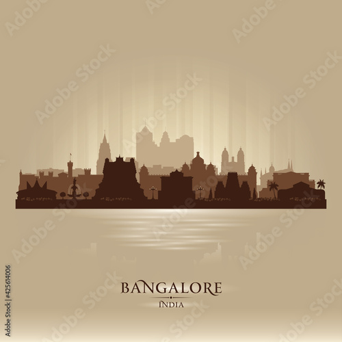 Bangalore India city skyline vector silhouette