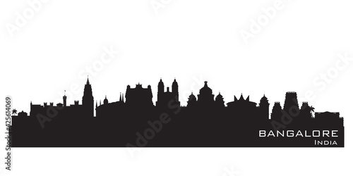 Bangalore India city skyline vector silhouette