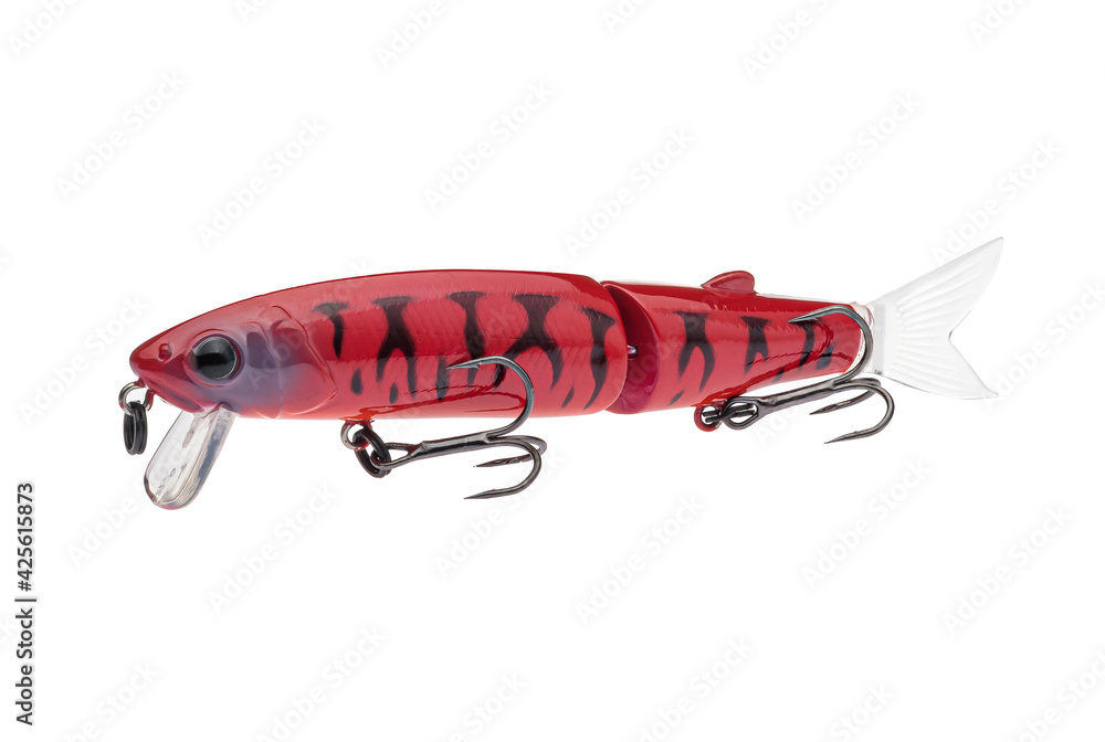 Wobbler with hooks for fishing as bait for fish, which is used for spinning. Fishing tackle for a fisherman. Wobbler with hooks for fishing as bait for fish, which is used for spinning. Fishing tackle for a fisherman.