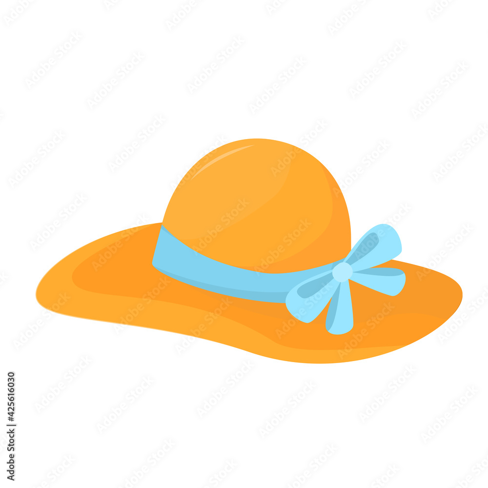 vector illustration of women's summer beach hat isolated on white background vector illustration of women's summer beach hat isolated on white background