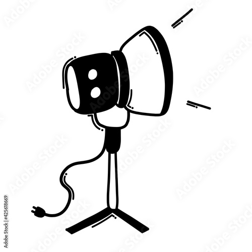 studio lighting doodle vector icon. Drawing sketch illustration hand drawn line eps10