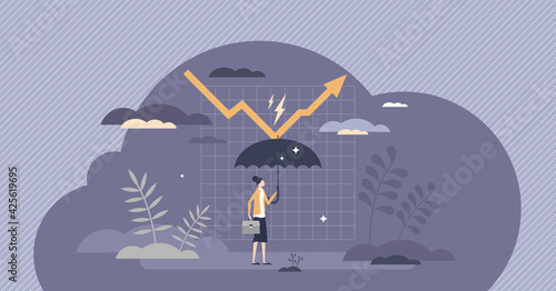Managing risk as business financial crisis management tiny person concept
