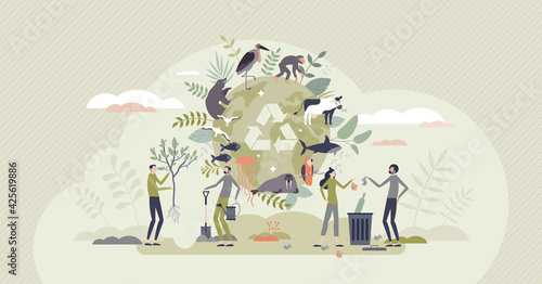 Biodiversity and natural species environmental protection tiny person concept photo