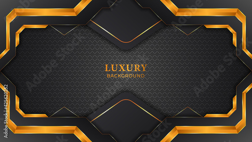 Gold Luxury Background with golden geometric shapes & gold light