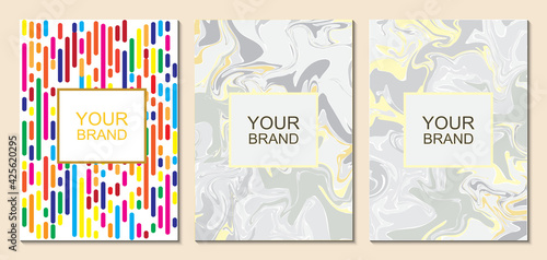 Elegant textured business card set, Marble background. Golden-white background and geometric energetic shapes, Design. Vector illustration.