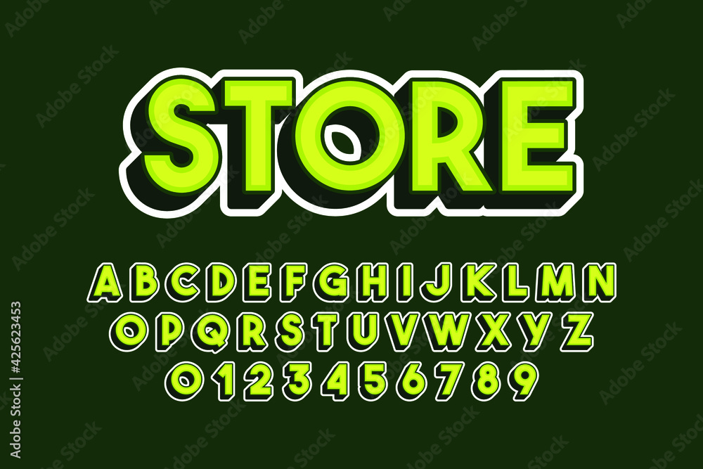 Naklejka premium Modern 3D font and alphabet for poster, sticker vector