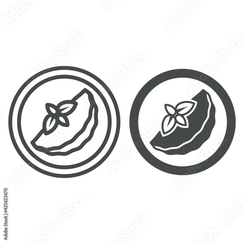 French omelet line and solid icon, french food concept, omelet vector sign on white background, omelet outline style for mobile concept and web design. Vector graphics.