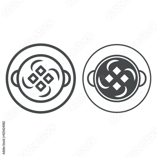 French pumpkin soup line and solid icon, french food concept, pumpkin soup vector sign on white background, soup dish outline style for mobile concept and web design. Vector graphics.