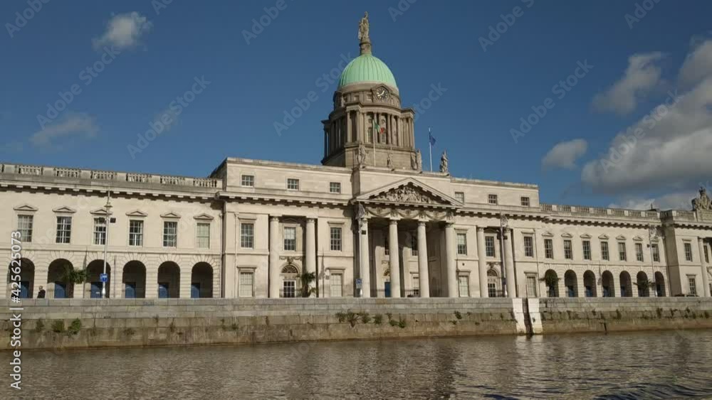 Dublin, Ireland - october 12, 2019 - view on the city from chanel boat Dublin, Ireland - october 12, 2019 - view on the city from chanel boat