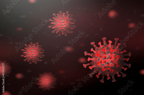 illustration of the virus cells. virus molecules fly. coronaviruses influenza background