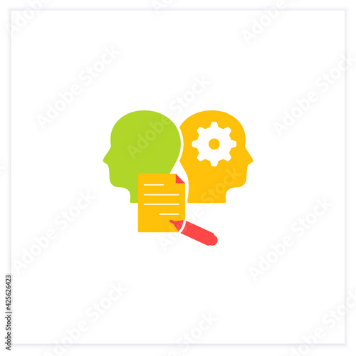 Formalizing agreements flat icon. Dispute resolution.Documentation. Successfully handles, resolves issues sensibly and fairly.Communication concept. Vector illustration