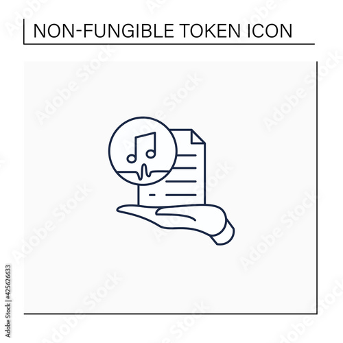 Work ownership line icon. Music. Copyright.Control intellectual property in creative environment. Digitalization concept. Isolated vector illustration.Editable stroke
