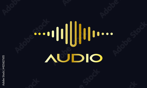 Wallpaper Mural DJ Dance Party Logo, Recording Studio Emblem, Audio Wave and Light Dark Gradient Background Torontodigital.ca