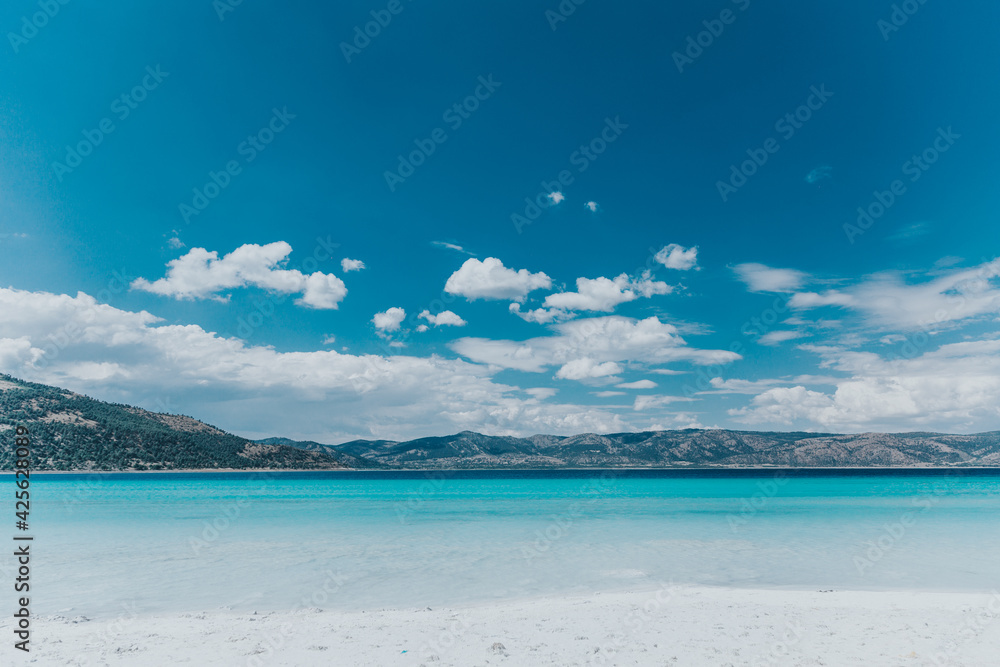 blue sky and white sand beach