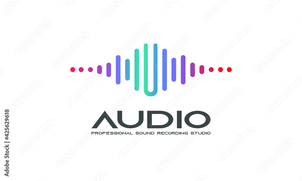 DJ Dance Party Logo, Recording Studio Emblem, Audio Wave and Light Dark Gradient Background DJ Dance Party Logo, Recording Studio Emblem, Audio Wave and Light Dark Gradient Background