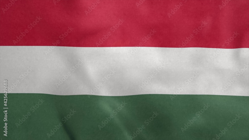 National flag of Hungary blowing in the wind. 3d rendering
