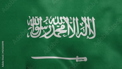National flag of Saudi Arabia blowing in the wind. 3d rendering