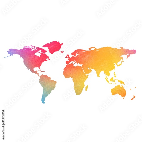 Watercolor colorful world map geography background