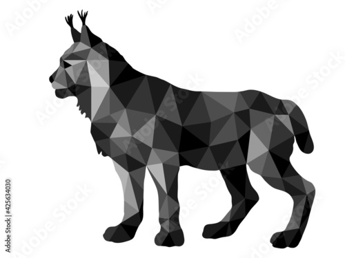 forest lynx vector-isolated images on a white background in a low-poly style, amber color