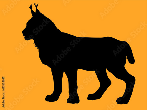 forest lynx vector-isolated images on a white background in a low-poly style, amber color