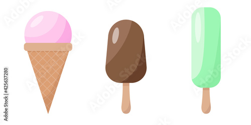 A collection of colorful ice cream. Vector illustration