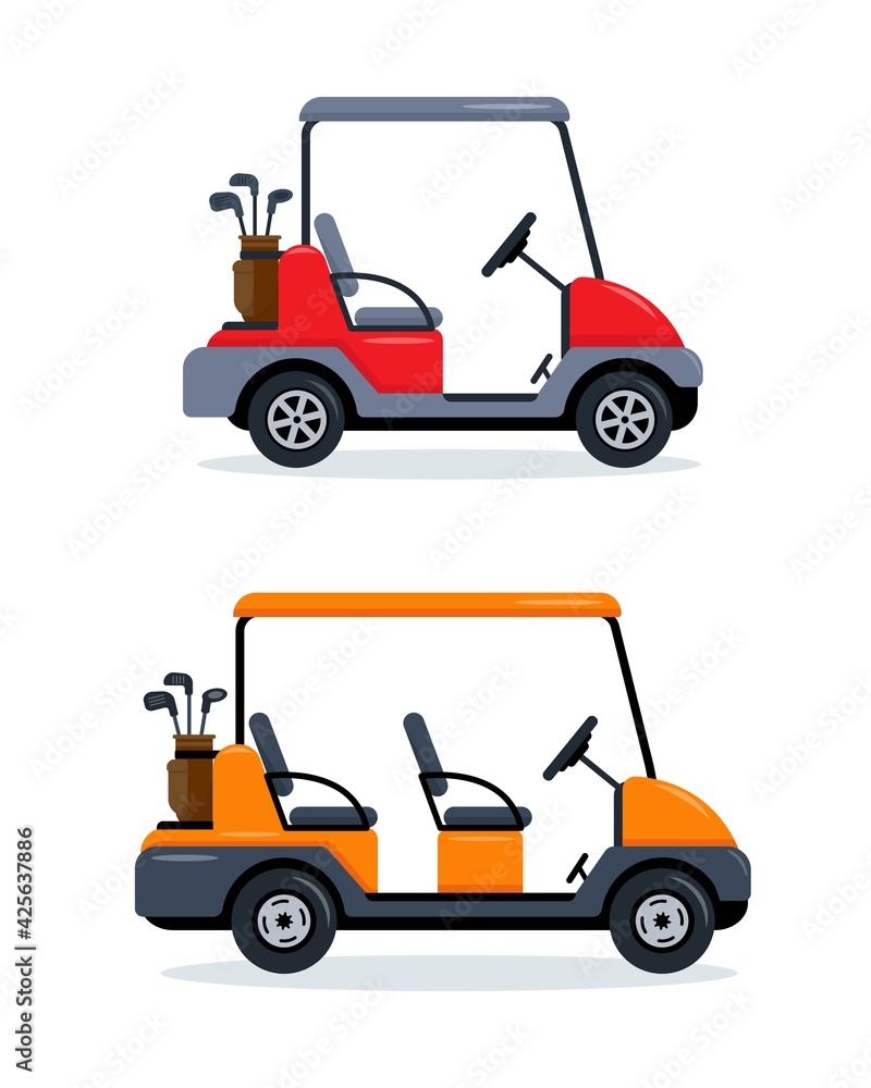 Golf carts with two and four seats.