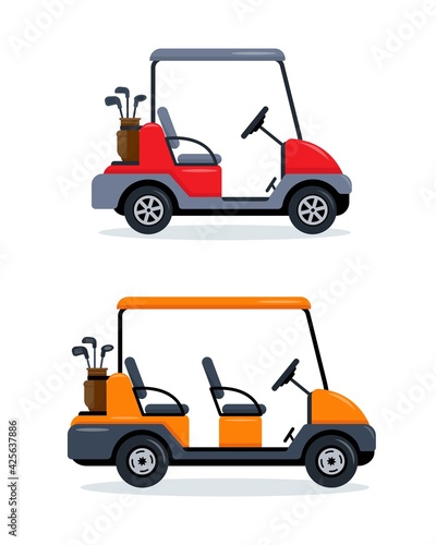Golf carts with two and four seats.