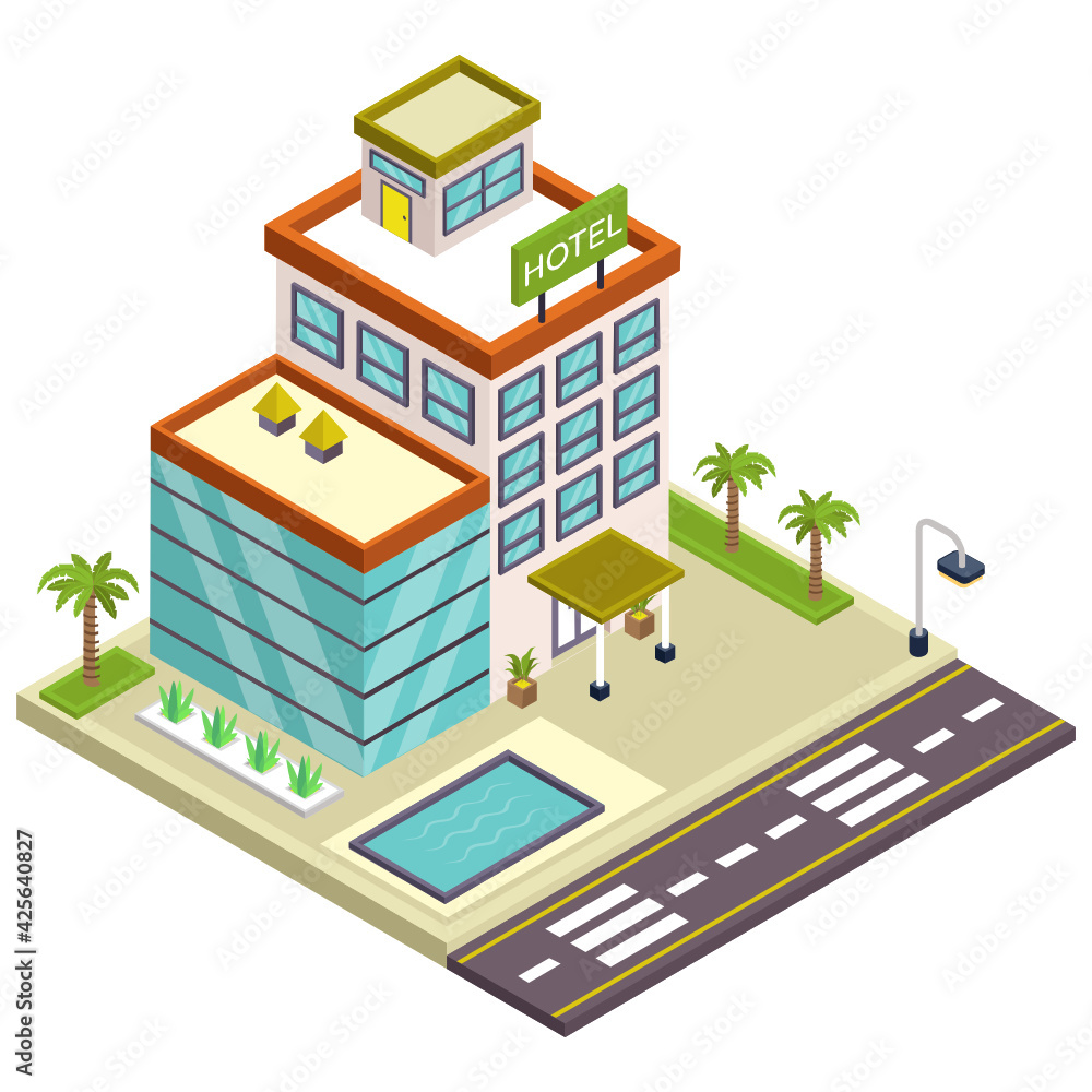 
Have a look at this premium isometric icon of hotel 

