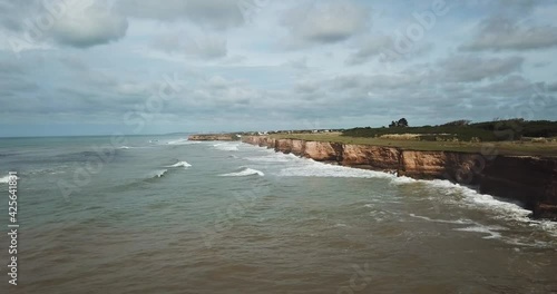 cool, car, aerial, aerial view, argentina, atlantic, atlantic ocean, beach, buenos aires, chapadmalal, cliff, cloudy, coast, coastline, drone, landscape, latin america, mar del plata, miramar, natural