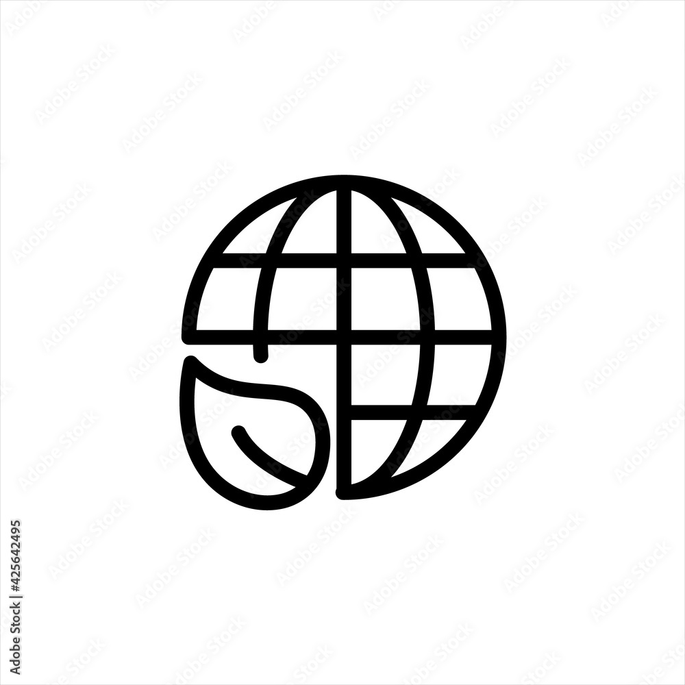 Vector of planet and leaf icon. World and eco symbol or icon. Geology leaf icon. Eco environment icon Vector of planet and leaf icon. World and eco symbol or icon. Geology leaf icon. Eco environment icon