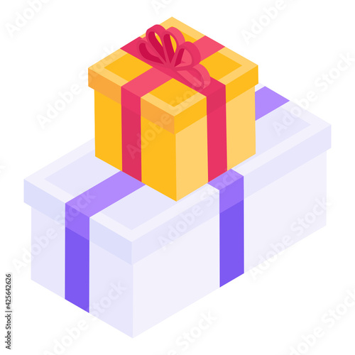 
Beautiful gift boxes in an isometric icon 

