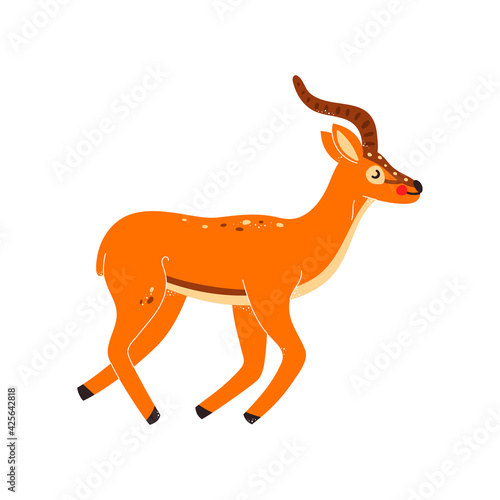 Vector illustration of a gazelle  antelope on a white isolated background