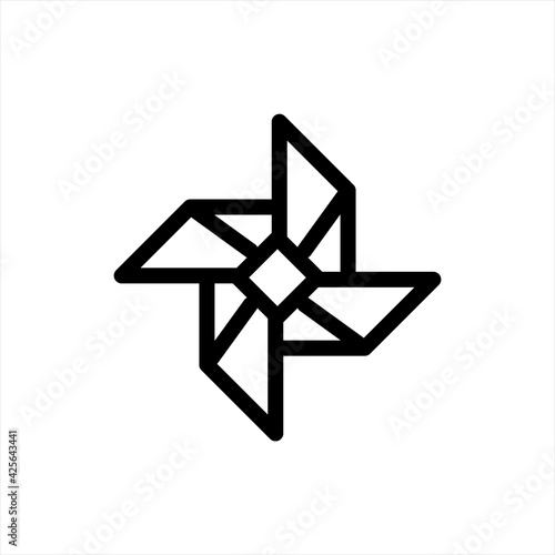 Paper Windmill icon glyph style vector design element, The pinwheel icon. Vector line icon paper windmill
