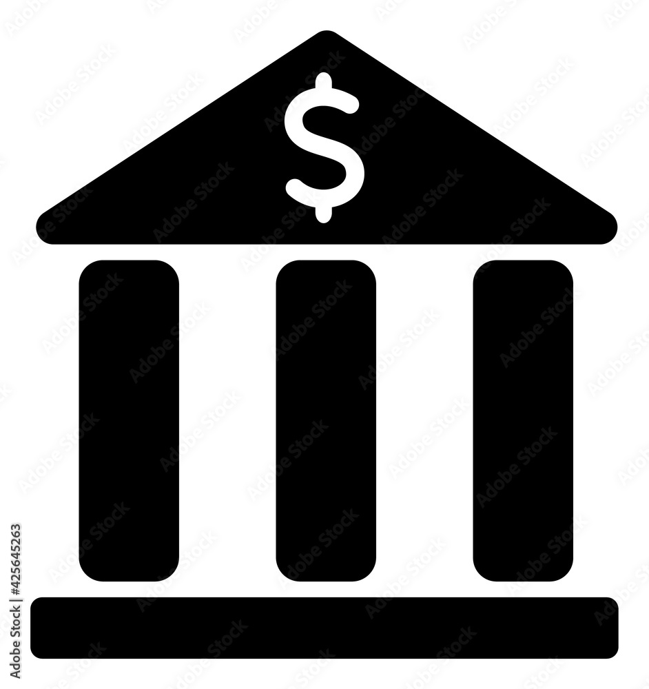 Bank building icon with flat style. Isolated raster bank building icon image on a white background. Bank building icon with flat style. Isolated raster bank building icon image on a white background.