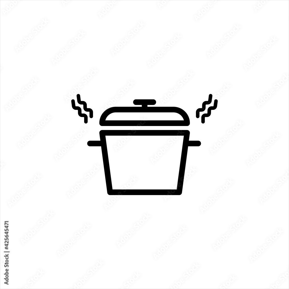 pan, saucepan, pot, casserole, cooker, stewpan with boiling water and closed pan lid vector isolated Cooking icon. Steaming pot linear icon pan, saucepan, pot, casserole, cooker, stewpan with boiling water and closed pan lid vector isolated Cooking icon. Steaming pot linear icon