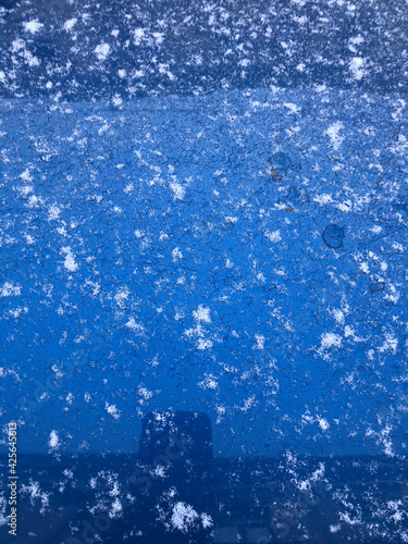 snow on blue