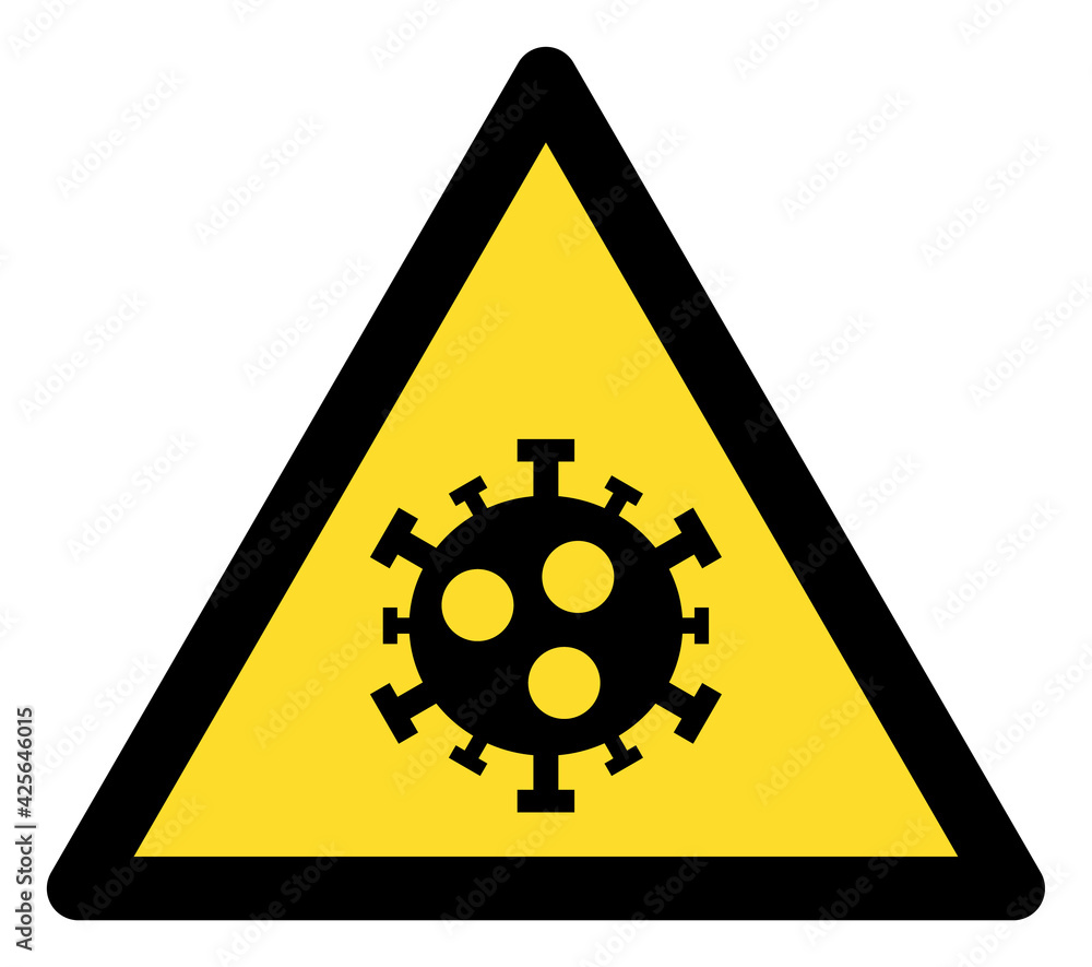 Covid warning icon with flat style. Isolated raster covid warning icon image on a white background. Covid warning icon with flat style. Isolated raster covid warning icon image on a white background.